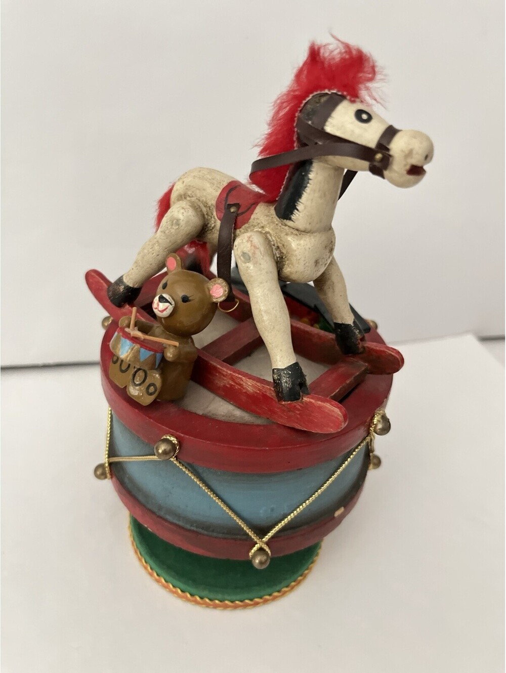 Vintage Wooden Handmade 1979 Enesco Rocking Horse Music Box toy